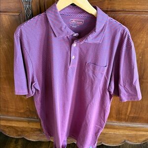 Peter Millar Red and Navy Striped Polo Shirt size L
